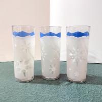 Vintage Anchor Hocking Blue Atomic Snowflake Highball Glasses, Set of Three