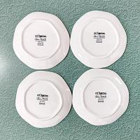 Vintage Blue Gray Rose Ceramic Appetizer Plates, Set of 4, Grace Mitchell Floral Cocktail Plates