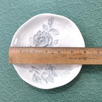 Vintage Blue Gray Rose Ceramic Appetizer Plates, Set of 4, Grace Mitchell Floral Cocktail Plates