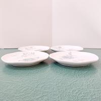 Vintage Blue Gray Rose Ceramic Appetizer Plates, Set of 4, Grace Mitchell Floral Cocktail Plates