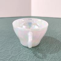 Vintage Anchor Hocking Fire King Aurora Swirl White Pearl Opalescent Iridescent Tea Cup