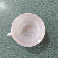 Vintage Anchor Hocking Fire King Aurora Swirl White Pearl Opalescent Iridescent Tea Cup