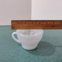 Vintage Anchor Hocking Fire King Aurora Swirl White Pearl Opalescent Iridescent Tea Cup