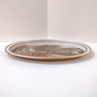 Vintage Currier and Ives American Homestead Autumn Oval Metal Serving Tray