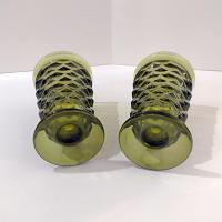 Vintage Colony Whitehall Avocado Green Footed Iced Tea Glasses, Set of 2, Indiana Glass MCM Glassware