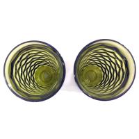 Vintage Colony Whitehall Avocado Green Footed Iced Tea Glasses, Set of 2, Indiana Glass MCM Glassware
