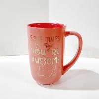 Sometimes You Forget You're Awesome So This is Your Reminder Gift Mug, Metallic Gold and Peach Orange Ceramic Oversized Coffee Tea Mug