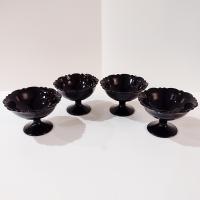 Vintage L.E. Smith Mt Pleasant Black Amethyst Glass Footed Dessert Coupes, Set of 4,  Black Amethyst Depression Glass