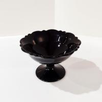 Vintage L.E. Smith Mt Pleasant Black Amethyst Glass Footed Dessert Coupes, Set of 4,  Black Amethyst Depression Glass