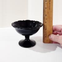 Vintage L.E. Smith Mt Pleasant Black Amethyst Glass Footed Dessert Coupes, Set of 4,  Black Amethyst Depression Glass