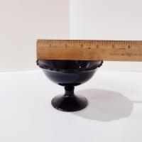 Vintage L.E. Smith Mt Pleasant Black Amethyst Glass Footed Dessert Coupes, Set of 4,  Black Amethyst Depression Glass