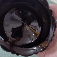 Vintage L.E. Smith Mt Pleasant Black Amethyst Glass Footed Dessert Coupes, Set of 4,  Black Amethyst Depression Glass