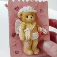 Vintage 1995 Cherished Teddies Valentines Cupid Ceramic Resin Treat Bag, Priscilla Hillman Enesco Teddy Bear Figurine