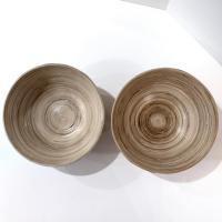 Vintage Bamboo Salad Soup Serving Bowls, Set of Two