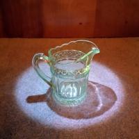 Antique Indiana Glass Covered Sugar Bowl and Creamer Set, Star Band Pattern