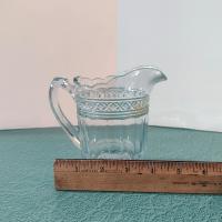 Antique Indiana Glass Covered Sugar Bowl and Creamer Set, Star Band Pattern