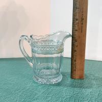 Antique Indiana Glass Covered Sugar Bowl and Creamer Set, Star Band Pattern