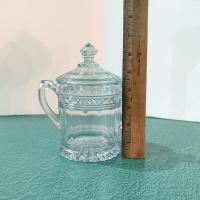 Antique Indiana Glass Covered Sugar Bowl and Creamer Set, Star Band Pattern