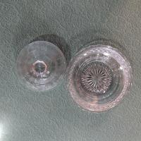 Antique Indiana Glass Round Covered Butter Dish, Star Band Pattern, EAPG Glassware