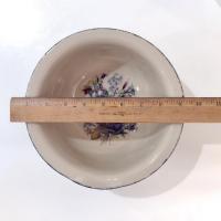 Vintage Home and Garden Party LTD Floral Ceramic Batter Bowl, Stoneware Mixing Bowl with Spout and Handles