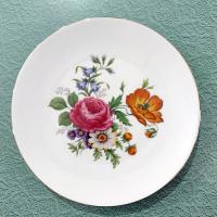 Vintage Bareuther Waldsassen Bavaria Germany Floral Dessert Salad Appetizer Plates, Set of 4, Bavarian Porcelain Flower Plates