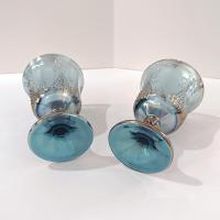 Vintage Indiana Glass Colony Harvest Blue Carnival Glass Wine Water Goblets, Set of 2