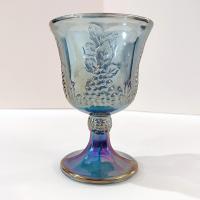 Vintage Indiana Glass Colony Harvest Blue Carnival Glass Wine Water Goblets, Set of 2