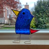 Stained Glass Standing Bird, Funky Glass Bird, Blue Bird Suncatcher