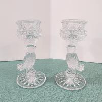 Vintage Crystal Hofbauer Byrdes Collection Taper Candle Holders with Figurative Bird Stems, Set of Two