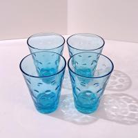 Vintage Hazel Atlas Blue Capri Dots Flat Juice Glasses, Set of 4