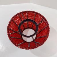 Vintage Red Beaded Shade, Candle Topper Glass Seed Bead Decorative Shade