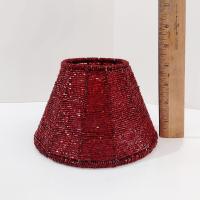 Vintage Red Beaded Shade, Candle Topper Glass Seed Bead Decorative Shade