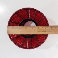 Vintage Red Beaded Shade, Candle Topper Glass Seed Bead Decorative Shade