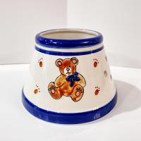 Vintage Jar Candle Ceramic Shade Jar Topper with Teddy Bear Design, Childs Room Nursery Decor
