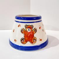 Vintage Jar Candle Ceramic Shade Jar Topper with Teddy Bear Design, Childs Room Nursery Decor