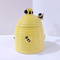 Vintage Ceramic Honey Bee Hive Honey Pot with Drizzler, Busy Little Bee Honeypot