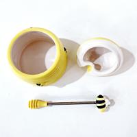 Vintage Ceramic Honey Bee Hive Honey Pot with Drizzler, Busy Little Bee Honeypot