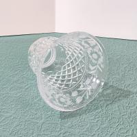 Vintage Diamond Cut Glass and Floral Etched Bell Glass Lamp Shade, Replacement Bell Shaped Shade