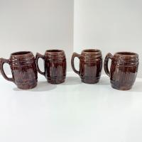 Vintage Blatz Beer Barrel Ceramic Mugs, Set of Four