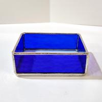Blue Stained Glass Trinket Jewelry Box, Gift Card Holder, Business Card Holder