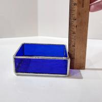 Blue Stained Glass Trinket Jewelry Box, Gift Card Holder, Business Card Holder
