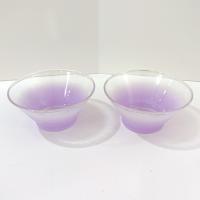 Vintage Purple Blendo Glass Dip Salad Bowls, Set of 2, MCM Glassware
