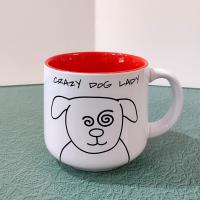 Vintage Crazy Dog Lady Blobby Dog Ceramic Coffee Tea Mug, Dog Lover Gift