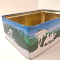 Vintage 1987 Because We Believe We Rejoice Religious Holiday Christmas Tin Container Storage Box, Christmas Gift Cookie Tin