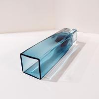 Vintage MCM Smoky Teal Blue Tall Straight Blown Glass Vase