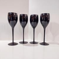  Vintage Solid Black Wine Glasses, Set of Four