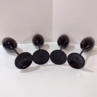  Vintage Solid Black Wine Glasses, Set of Four