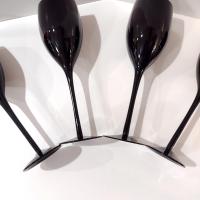  Vintage Solid Black Wine Glasses, Set of Four