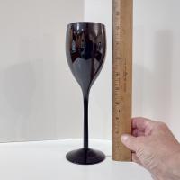  Vintage Solid Black Wine Glasses, Set of Four