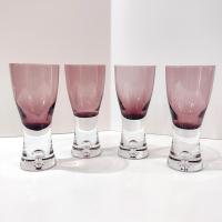 Vintage Block Polish Crystal Stockholm Amethyst Wine Glasses, Set of Four
